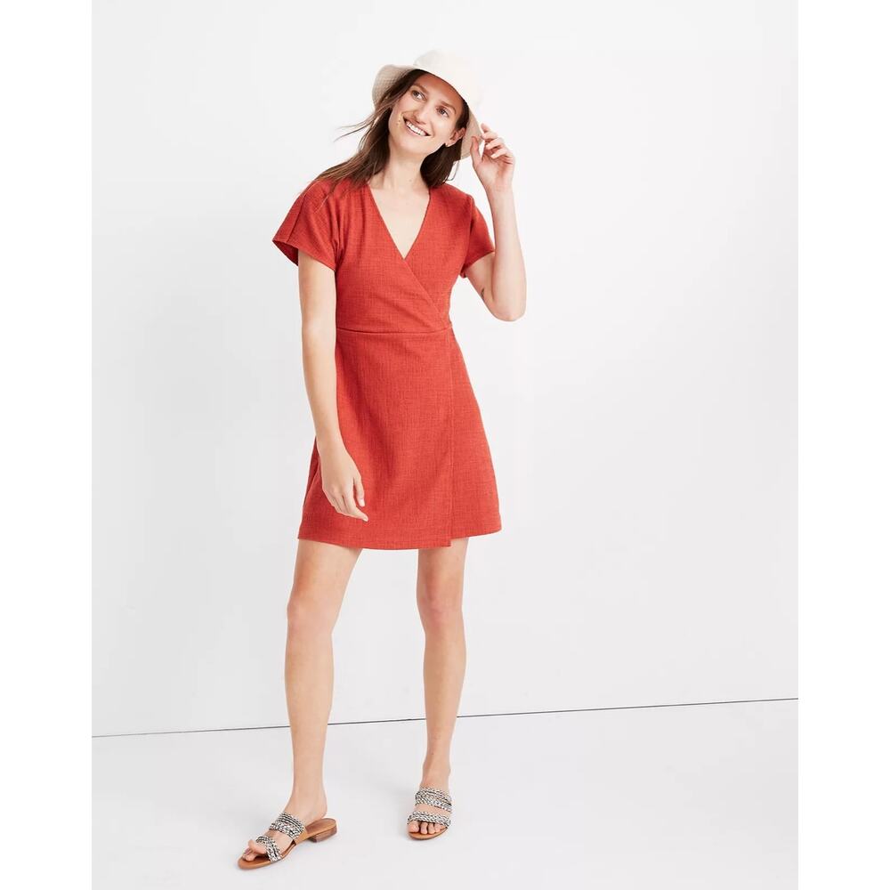 Madewell Cross-Front Flutter-Sleeve Mini Dress Etruscan Clay Plus Size 3X